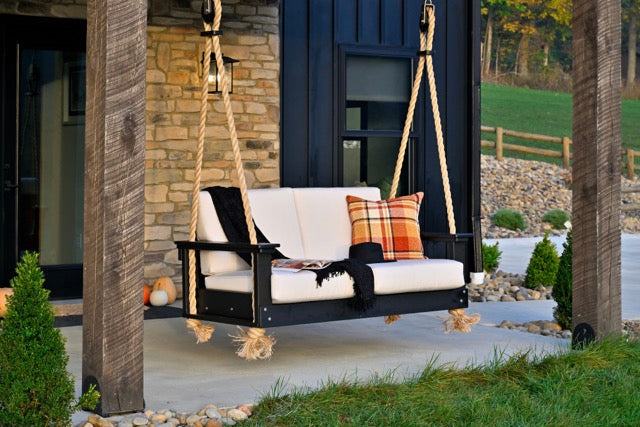 Lanai Deep Seating Loveseat Swing Black-Canvas