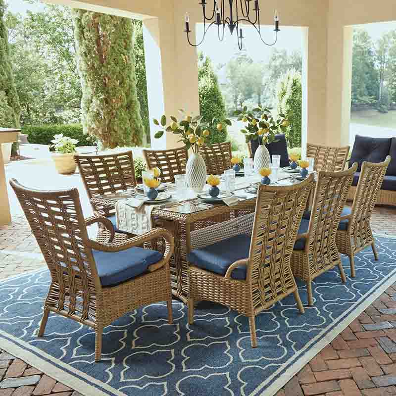 Lloyd Flanders Magnolia Woven Vinyl 9-Piece Dining Set