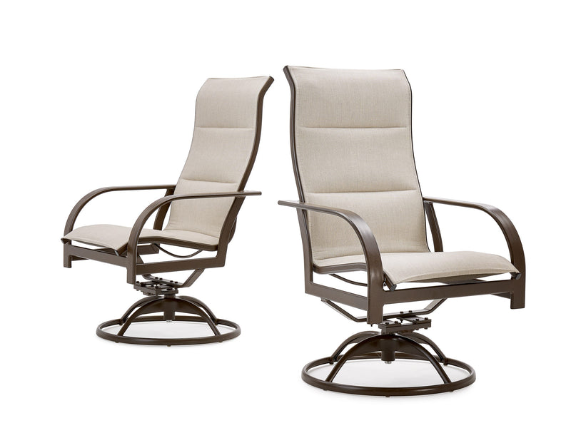 Key West Padded Sling Ultra High Back Swivel Rocker Dining Chair