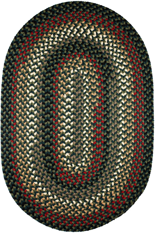 Mayflower Verdant / Spruce braided indoor/outdoor rug by Rhody Rug — oval