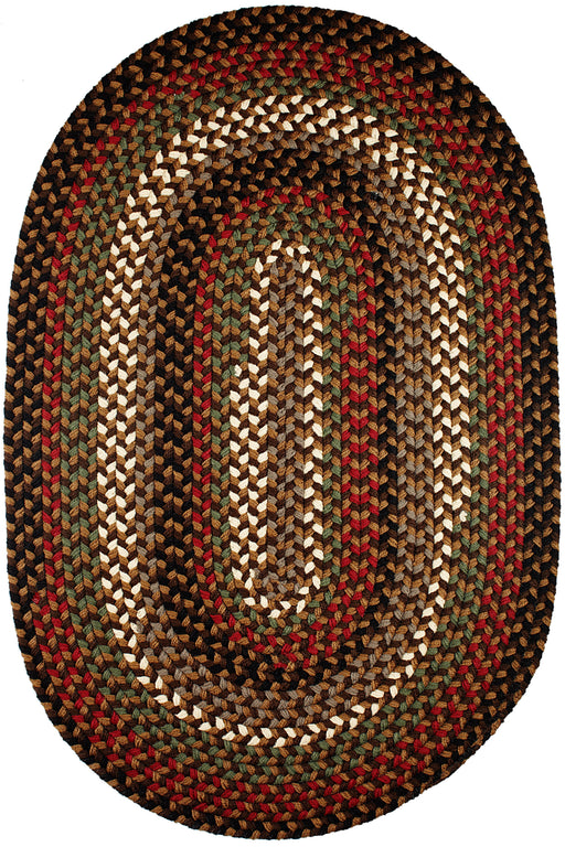 Mayflower Brown Fudge braided indoor/outdoor rug by Rhody Rug — oval