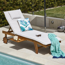 Load image into Gallery viewer, Milkcan Wheeled Outdoor Hardwood Sun Lounger - Beige