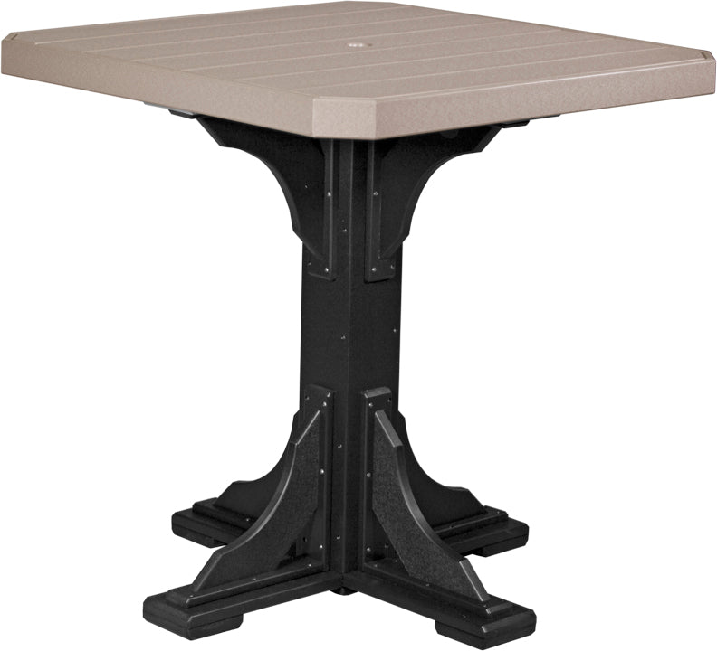 Poly 41 Square Table Weatherwood Black Bar