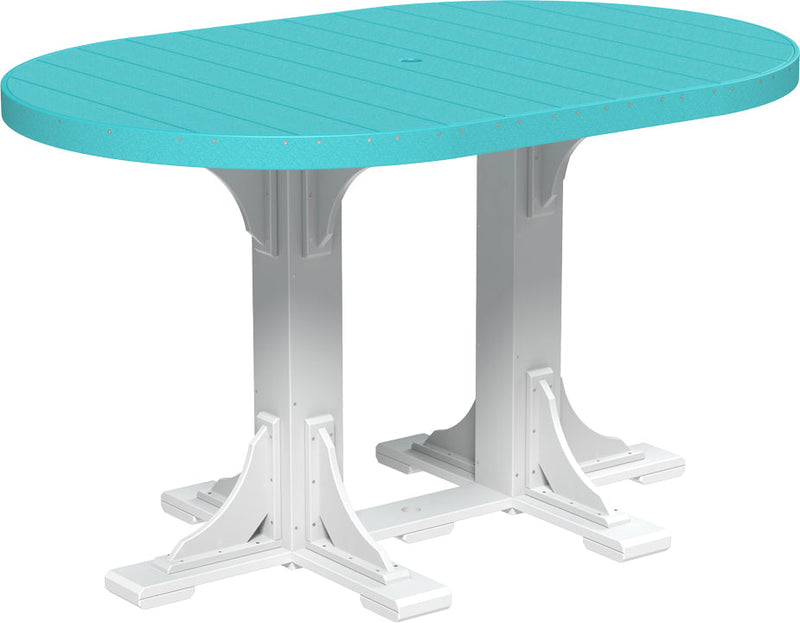 Poly 4 x 6 Oval Table Aruba Blue White Bar