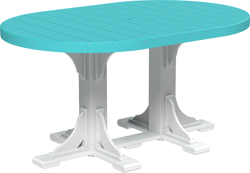 Poly 4 x 6 Oval Table Aruba Blue White Counter