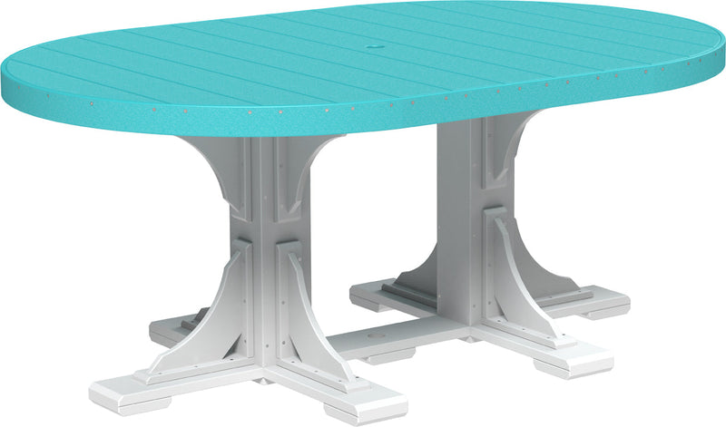 Poly 4 x 6 Oval Table Aruba Blue White Dining