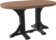 Poly 4 x 6 Oval Table Antique Mahogany Black Bar Height