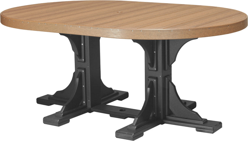 Poly 4 x 6 Oval Table Antique Mahogany Black Dining Height