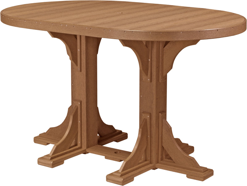 Poly 4 x 6 Oval Table Antique Mahogany Bar Height