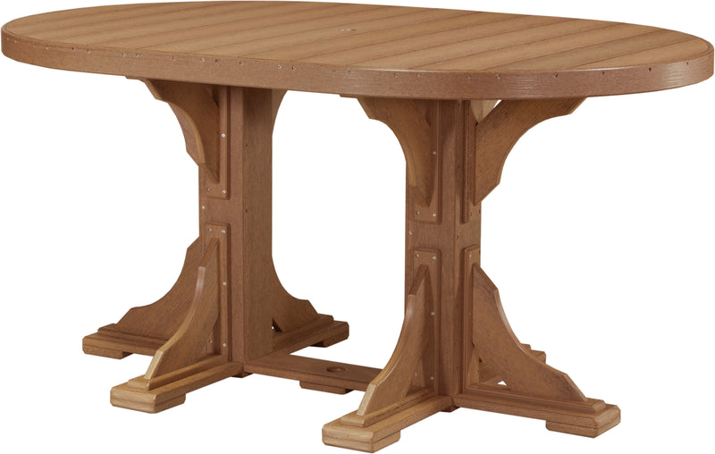 Poly 4 x 6 Oval Table Antique Mahogany Counter Height
