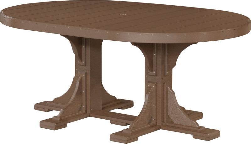 Poly 4 x 6 Oval Table Chestnut Brown Dining