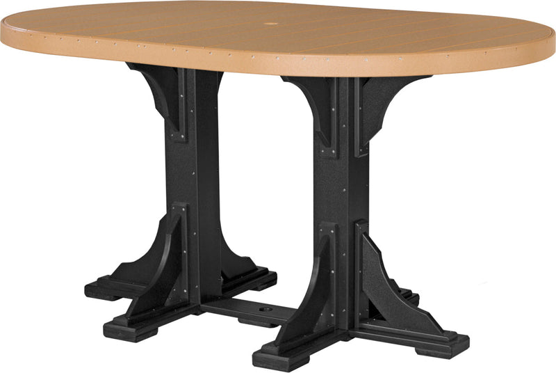 Poly 4 x 6 Oval Table Cedar Black Bar