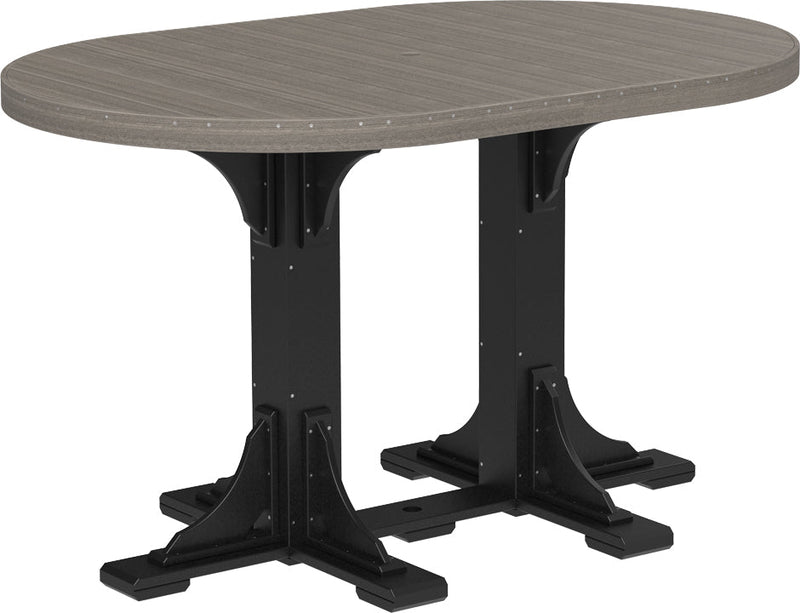 Poly 4 x 6 Oval Table Coastal Gray Black Bar