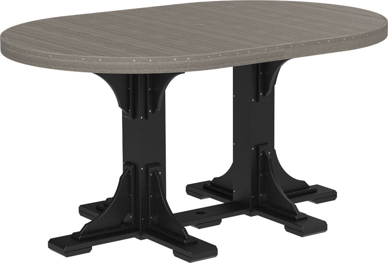 Poly 4 x 6 Oval Table Coastal Gray Black Counter