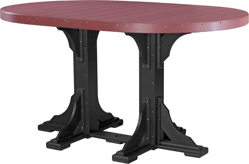 Poly 4 x 6 Oval Table Cherrywood Black Bar