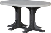 Poly 4 x 6 Oval Table Dove Gray Black Bar