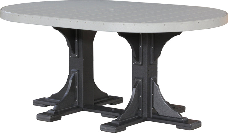 Poly 4 x 6 Oval Table Dove Gray Black Counter