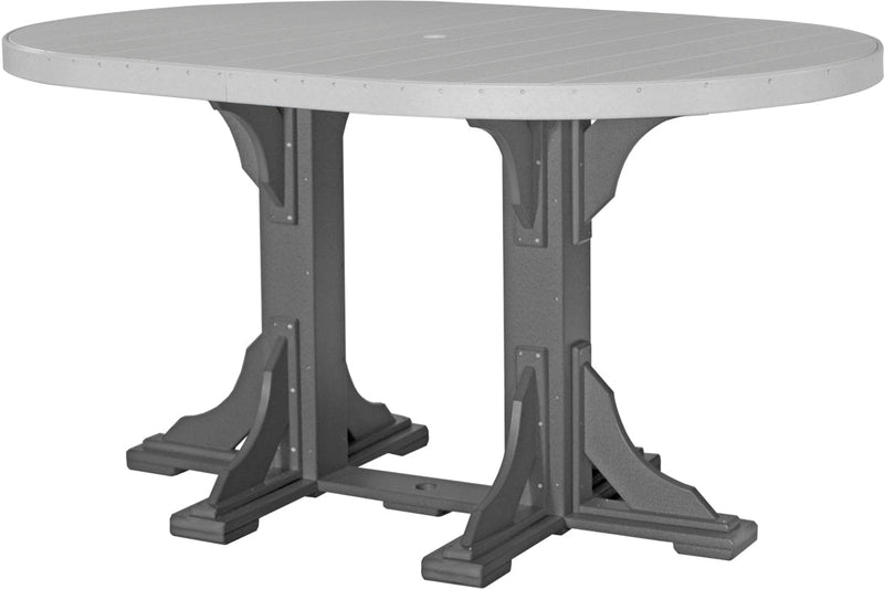 Poly 4 x 6 Oval Table Dove Gray Slate Bar