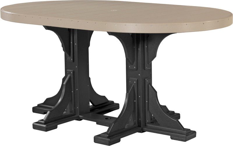 Poly 4 x 6 Oval Table Weatherwood Black Counter