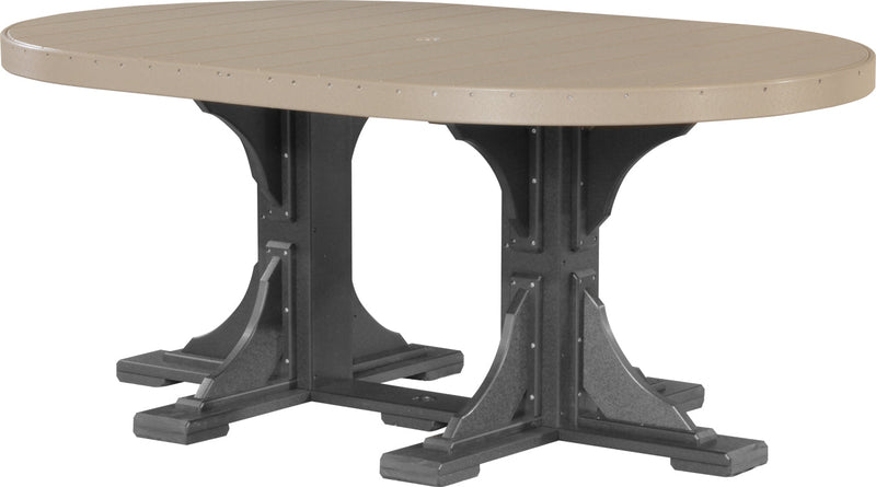 Poly 4 x 6 Oval Table Weatherwood Black Dining