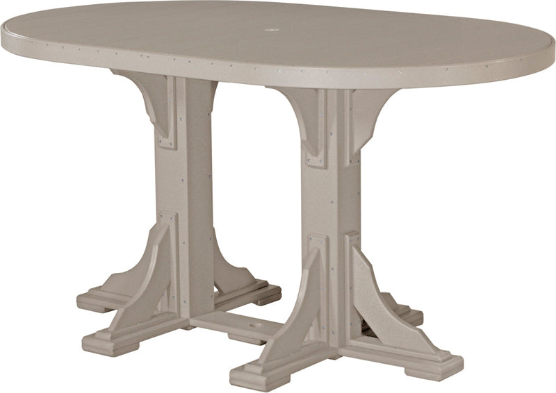 Poly 4 x 6 Oval Table Weatherwood Bar