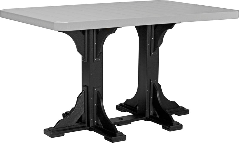 Poly 4 x 6 Rectangular Table Dove Gray Black Bar
