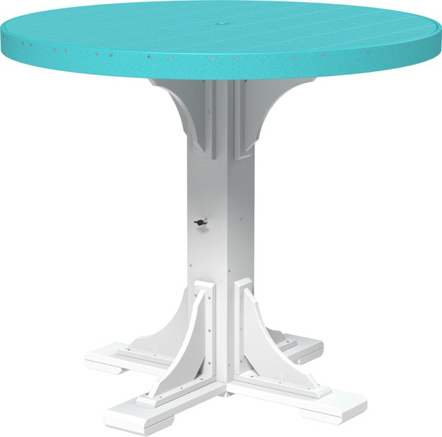 Poly 4 Round Table Aruba Blue White Bar Height