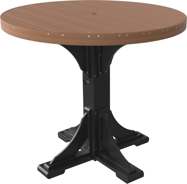 Poly 4 Round Table Antique Mahogany Black Bar Height