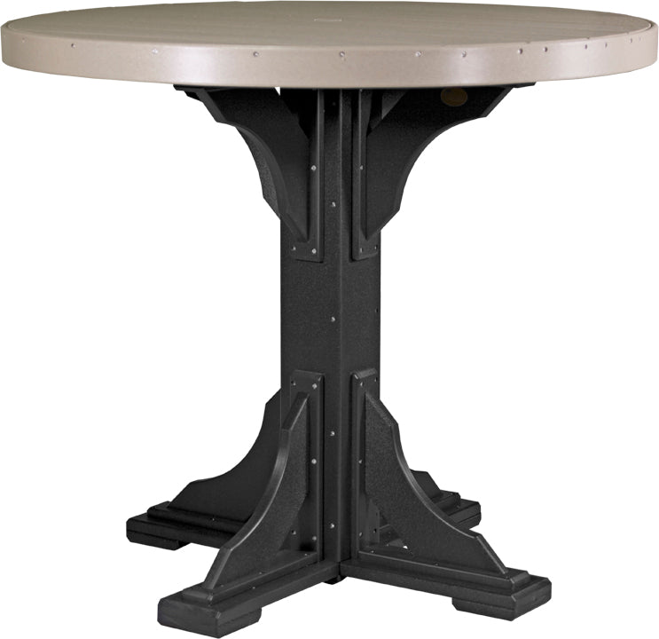Poly 4 Round Table Weatherwood Black Bar