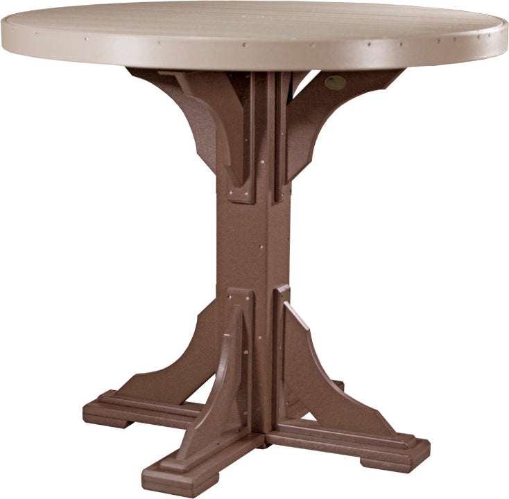 Poly 4 Round Table Weatherwood Chestnut Brown Bar