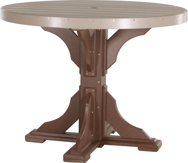 Poly 4 Round Table Weatherwood Chestnut Brown Counter