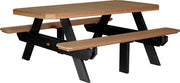 Poly 6 Rectangular Picnic Table Antique Mahogany Black