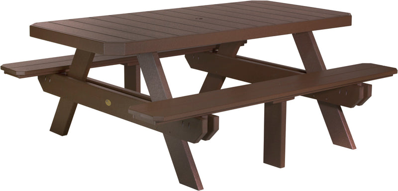 Poly 6 Rectangular Picnic Table Chestnut