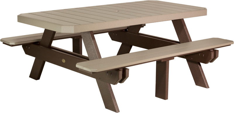Poly 6 Rectangular Picnic Table Weatherwood Chestnut