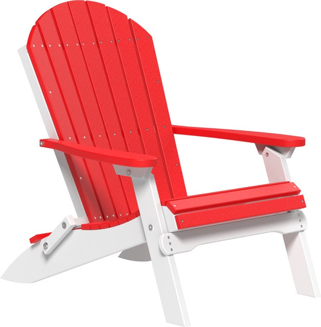 Poly Folding Adirondack Chair Red White