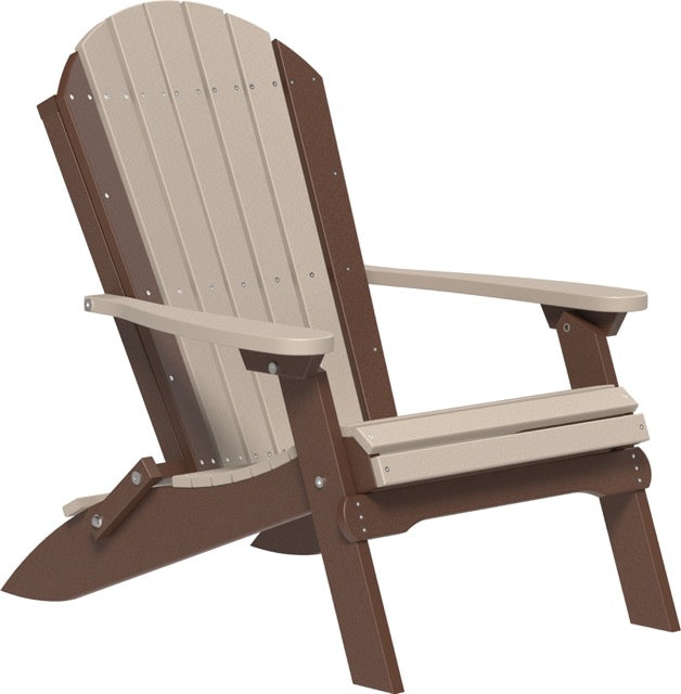 Poly Folding Adirondack Chair Weatherwood Chestnut Brown