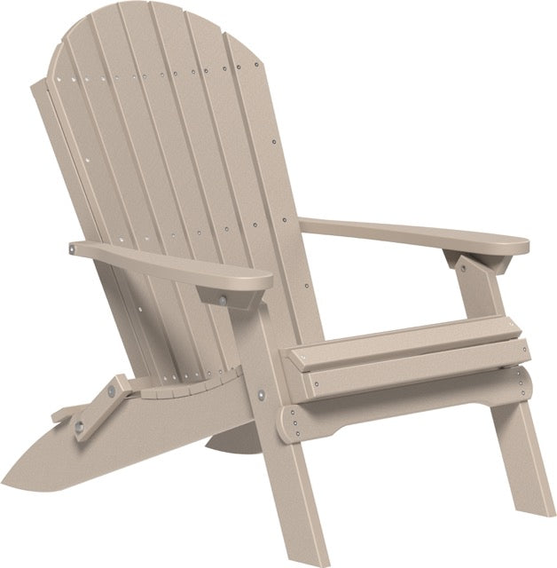 Poly Folding Adirondack Chair Weatherwood