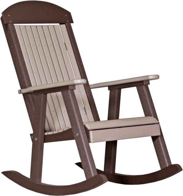 Poly Porch Rocker Weatherwood Chestnut Brown