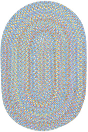 Playtime Aqua Blue braided indoor rug by Rhody Rug — oval