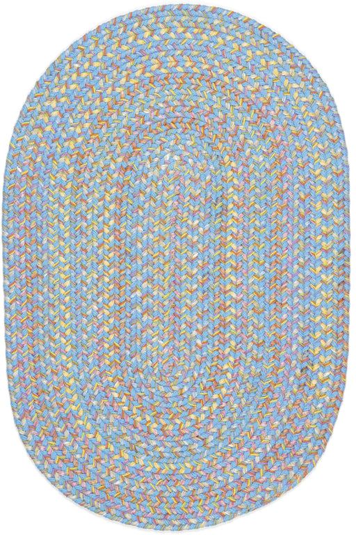 Playtime Aqua Blue braided indoor rug by Rhody Rug — oval