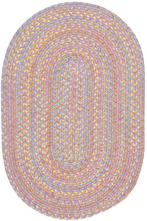 Playtime Pink braided indoor rug by Rhody Rug — oval