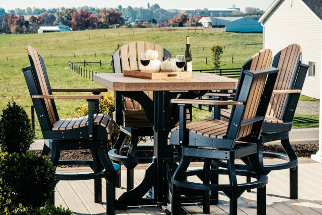 Poly 41 Square Table Set Antique Mahogany Black