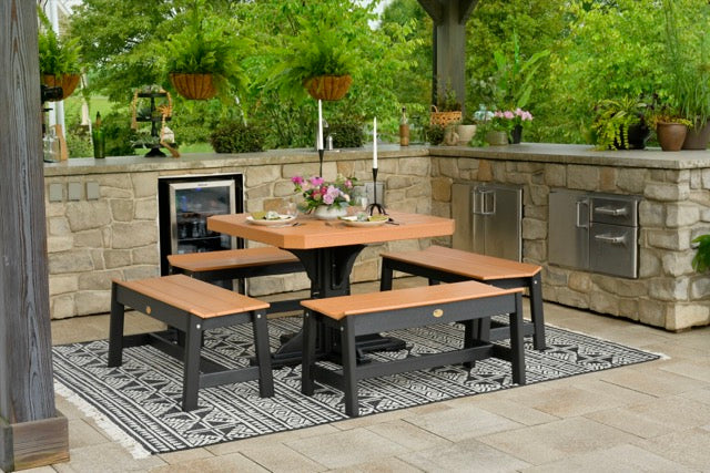Poly 41 Square Table Set Cedar Black 1