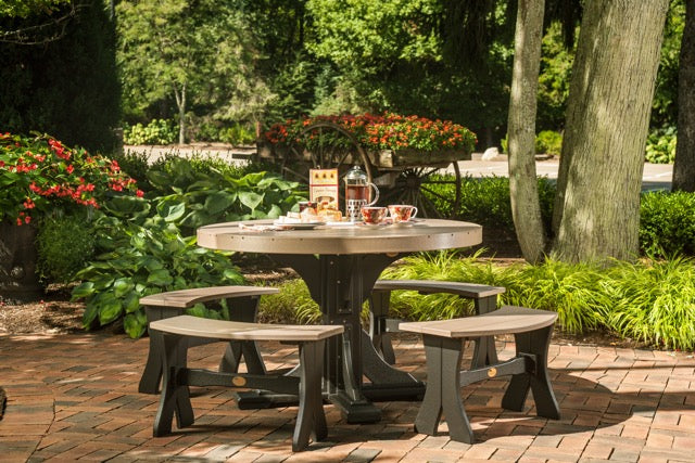 Poly 4 Round Table Set Weatherwood Black