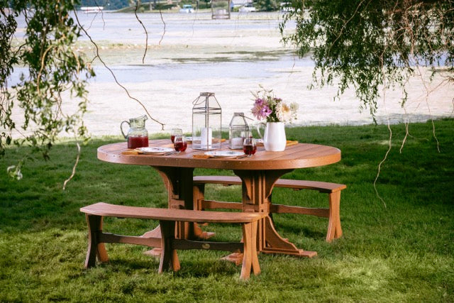 Poly 4 x 6 Oval Table Set Antique