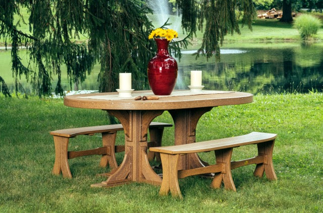 Poly 4 x 6 Oval Table Set Antique