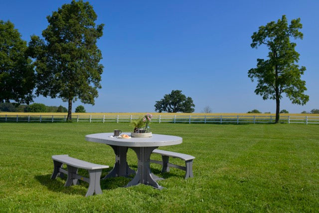 Poly 4 x 6 Oval Table Set Dove