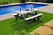 Poly 6 Rectangular Picnic Table Dove Gray Black