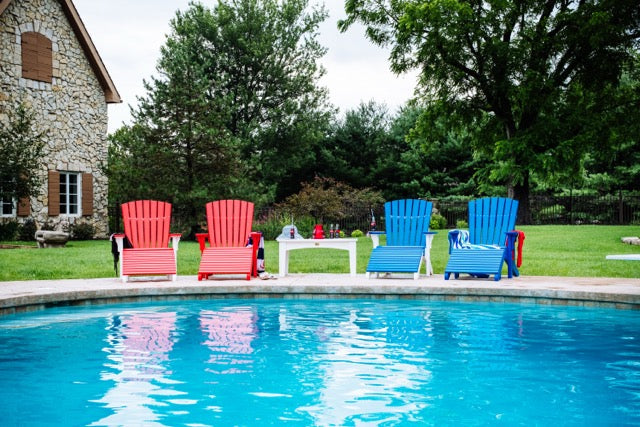Poly Deluxe Adirondack Chairs Red White Red Blue