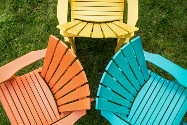 Poly Deluxe Adirondack Chairs Tangerine Yellow Aruba Blue